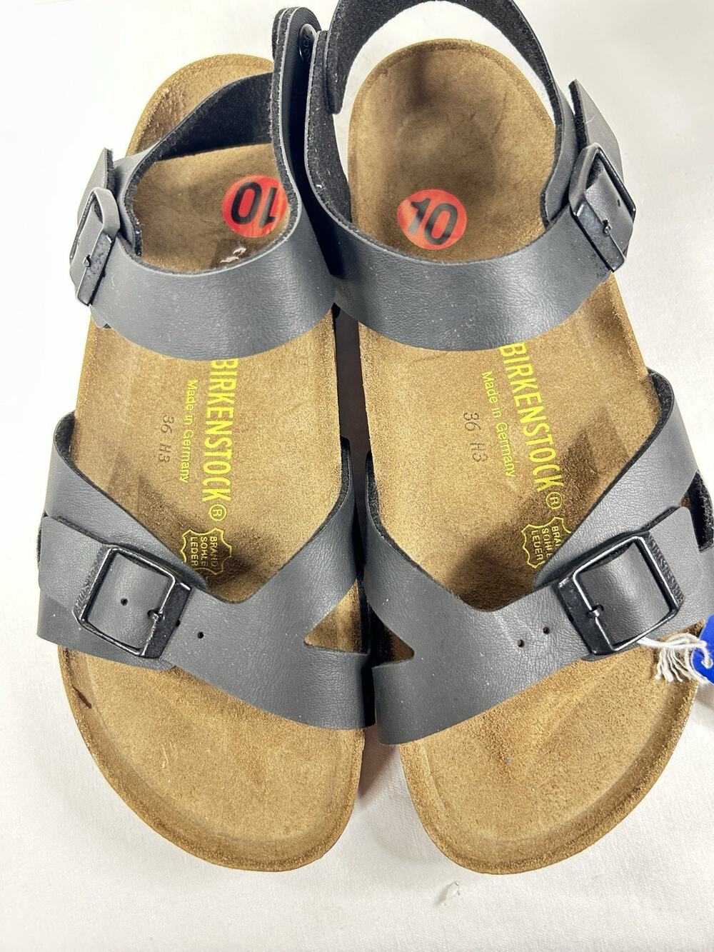 Birkenstock New w/ Tags Rio Black Birko Flor Regular Width Size 10